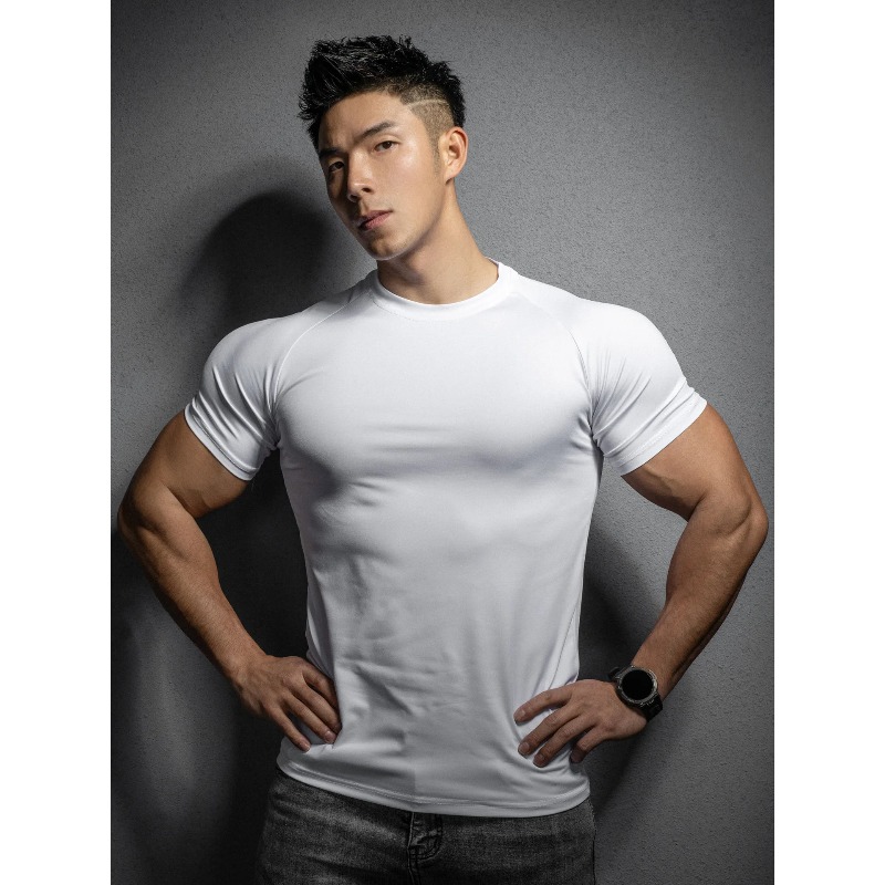 T Shirt Tight Fit - Odzież sportowa męska szybkoschnąca do fitnessu